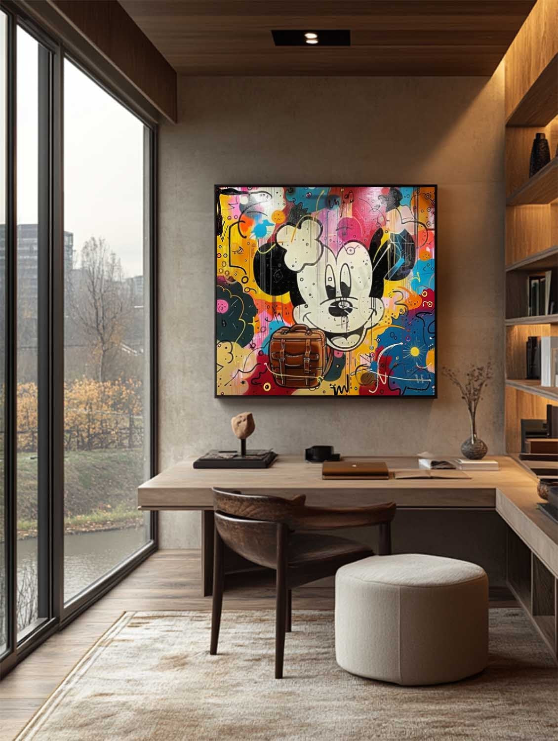 Wall Art Pop Mickey Brown Bag Colorful Graffiti - Neutralighting