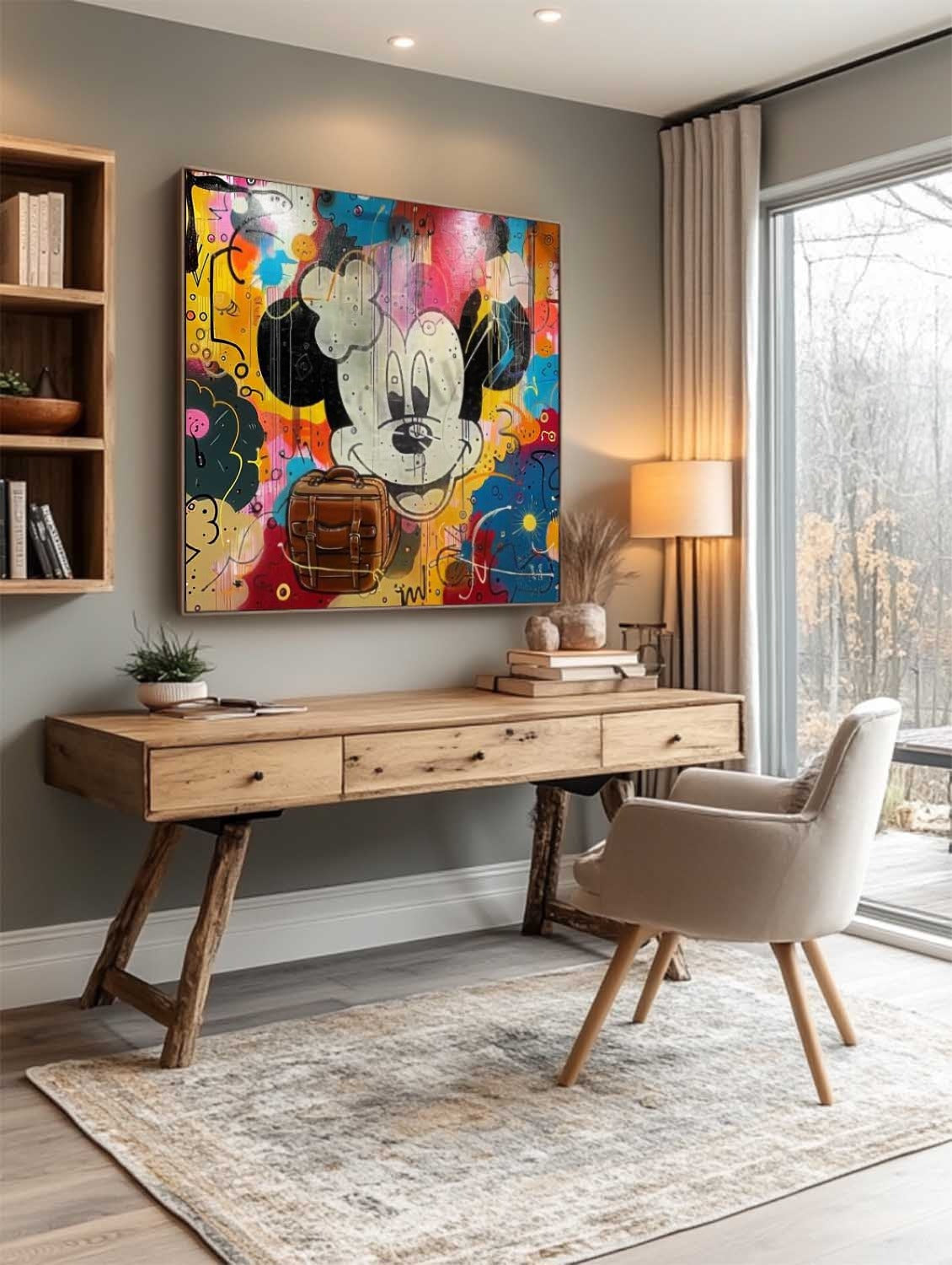 Wall Art Pop Mickey Brown Bag Colorful Graffiti - Neutralighting