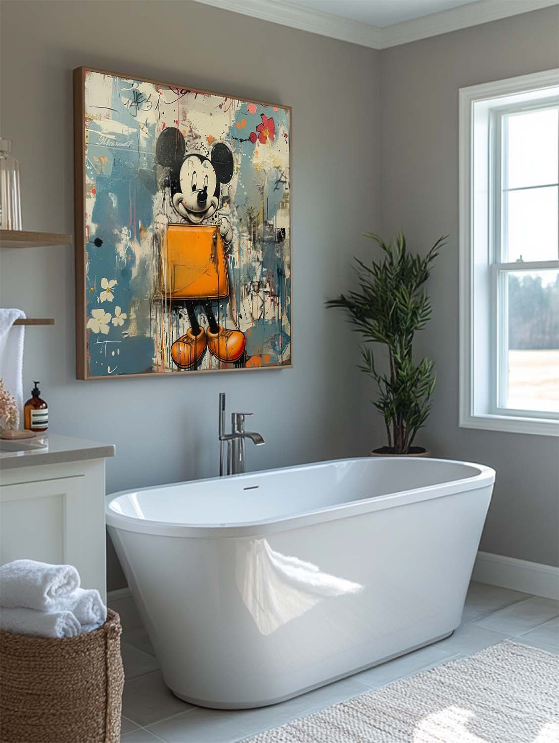 Wall Art Pop Art Mickey Graffiti Floral - Neutralighting
