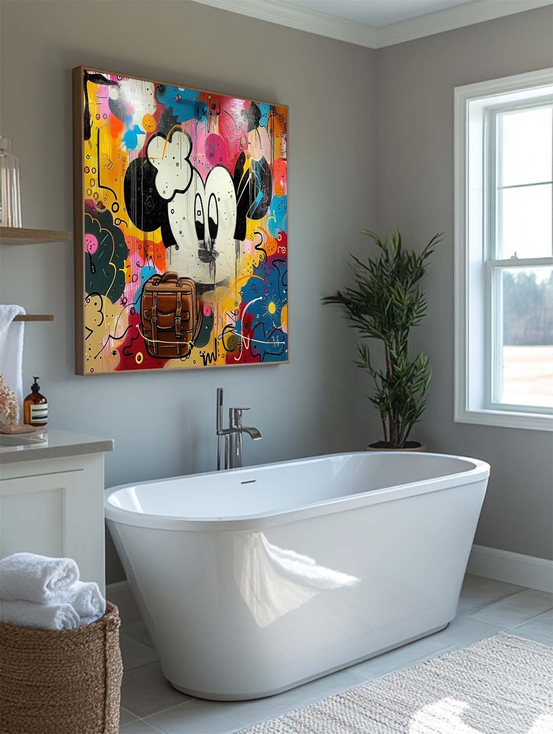Wall Art Pop Mickey Brown Bag Colorful Graffiti - Neutralighting