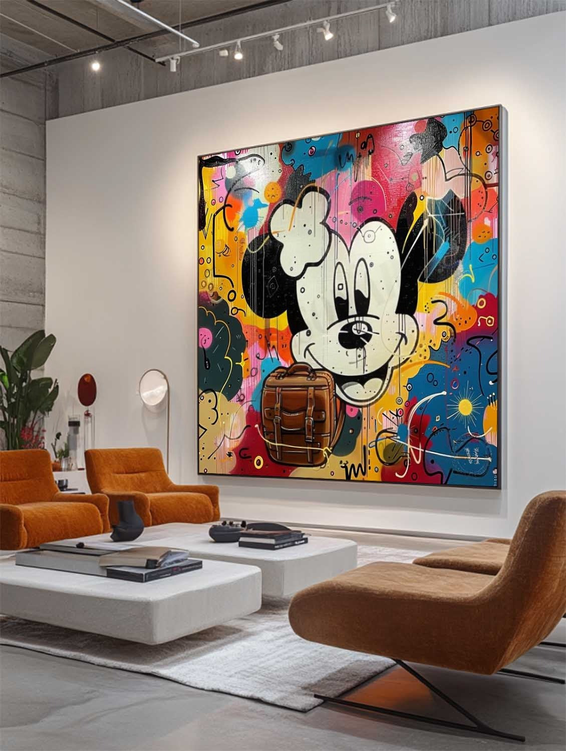 Wall Art Pop Mickey Brown Bag Colorful Graffiti - Neutralighting