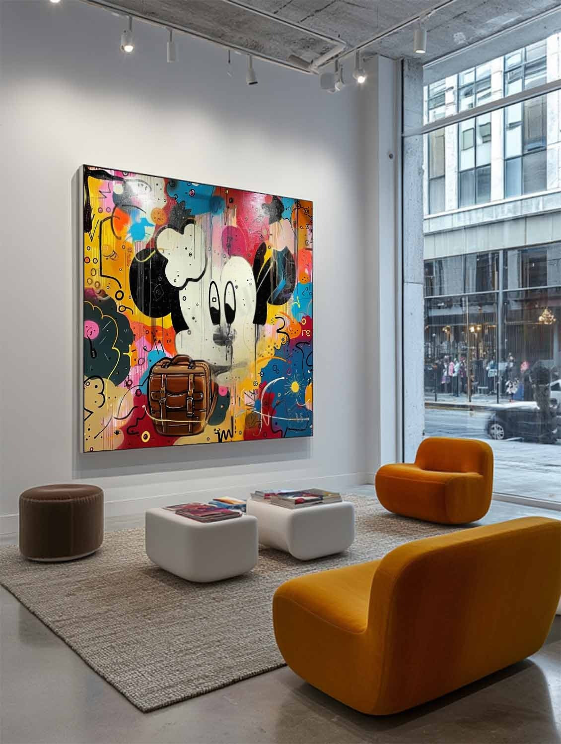 Wall Art Pop Mickey Brown Bag Colorful Graffiti - Neutralighting