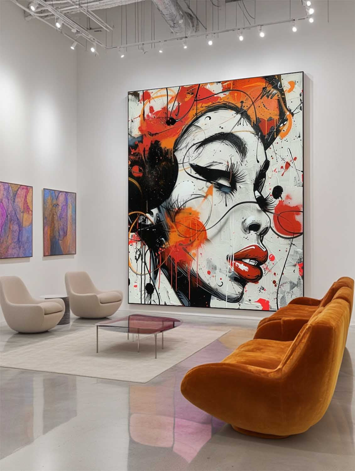 Wall Art Female Portrait Bold Orange - Neutralighting