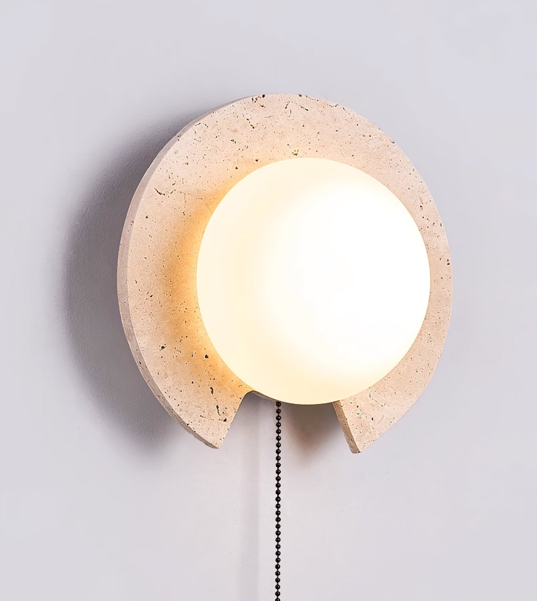 Zamaryra Semi-Circular Travertine Wall Light-Neutral Decor