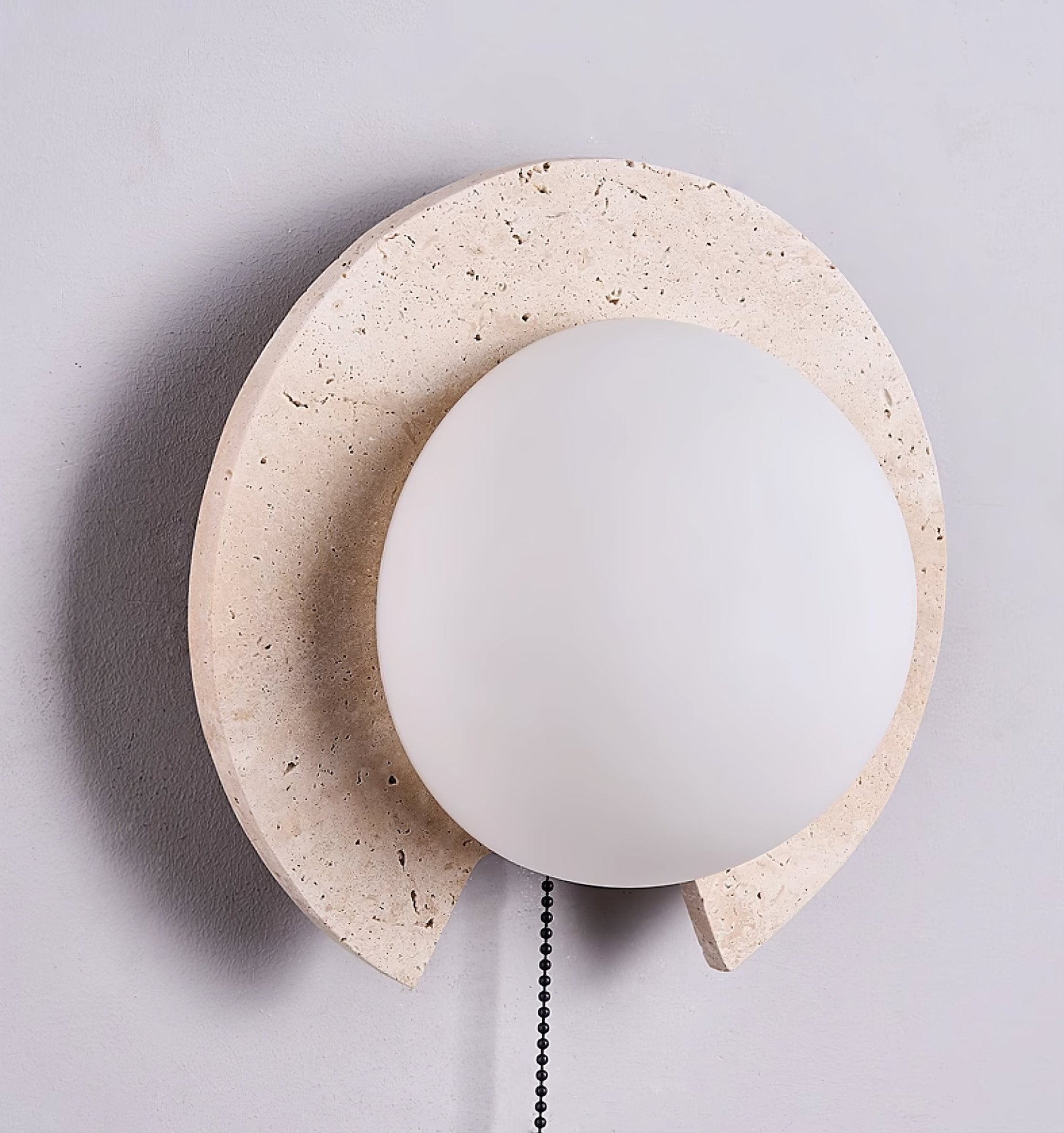 Zamaryra Semi-Circular Travertine Wall Light-Neutral Decor