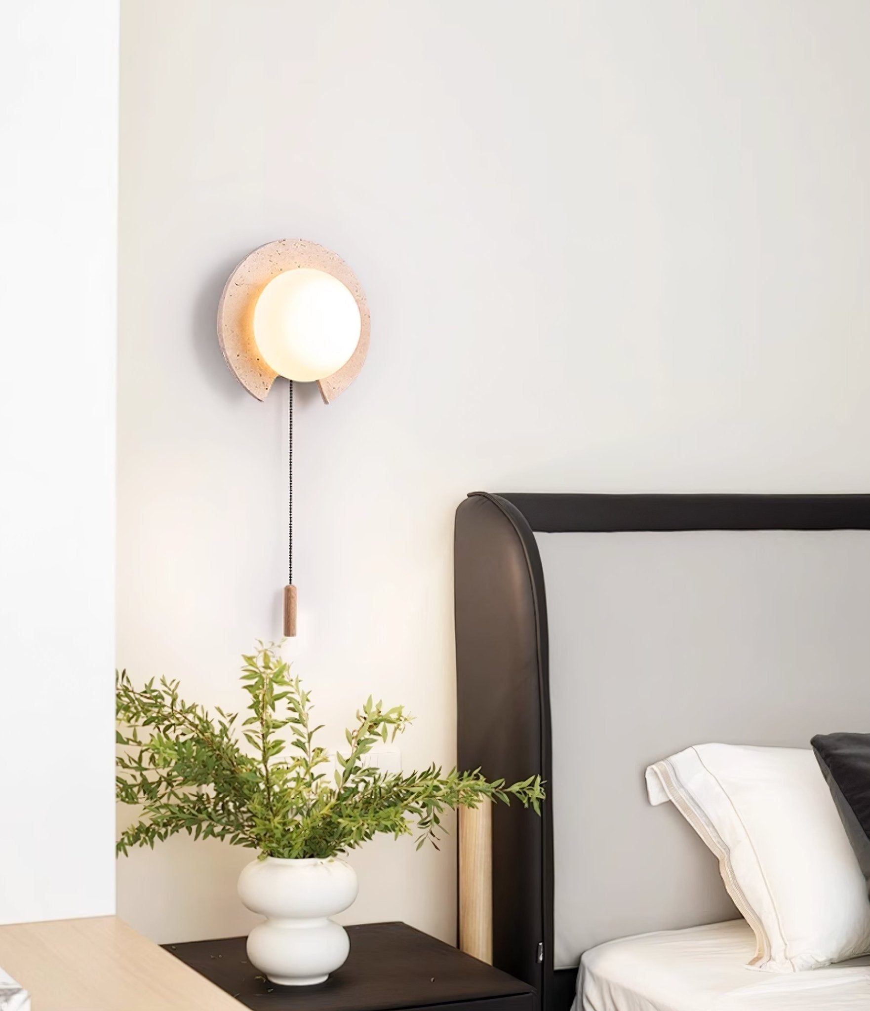 Zamaryra Semi-Circular Travertine Wall Light-Neutral Decor