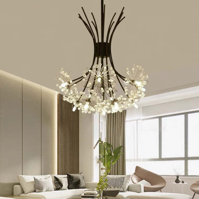 Arisha Modern Art Deco Crystal Sputnik Chandelier, Black/Gold - Neutral Decor