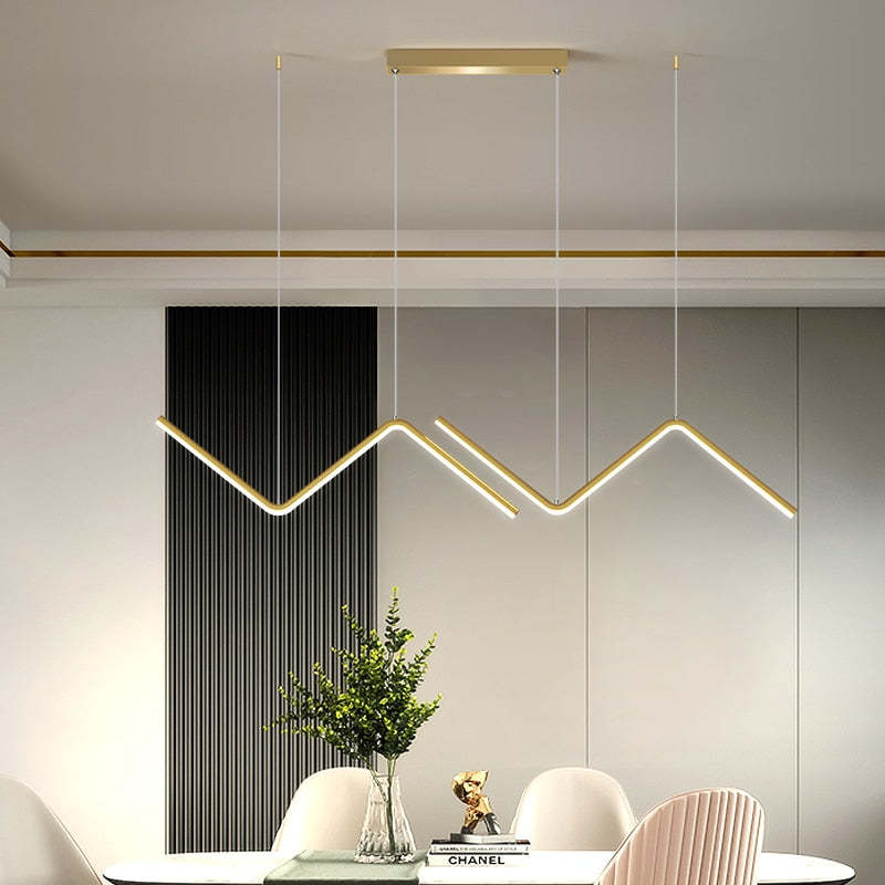 Arisha Modern Wavy linear Pendant Light Double, Black/Gold - Neutral Decor