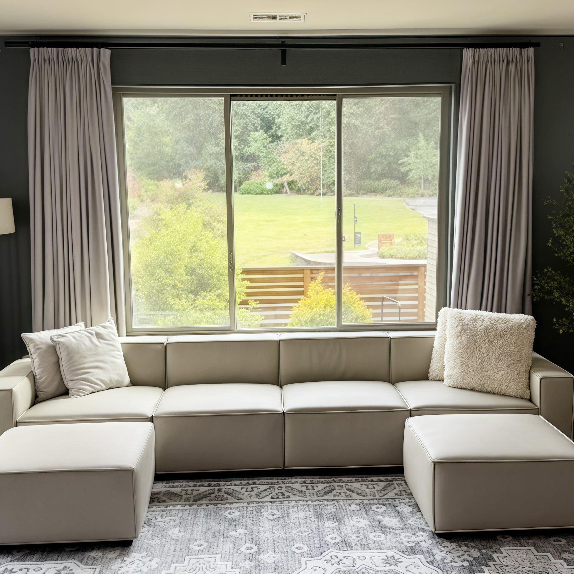 Lily Linen Curtains & Drapes Pleated-Neutral Decor