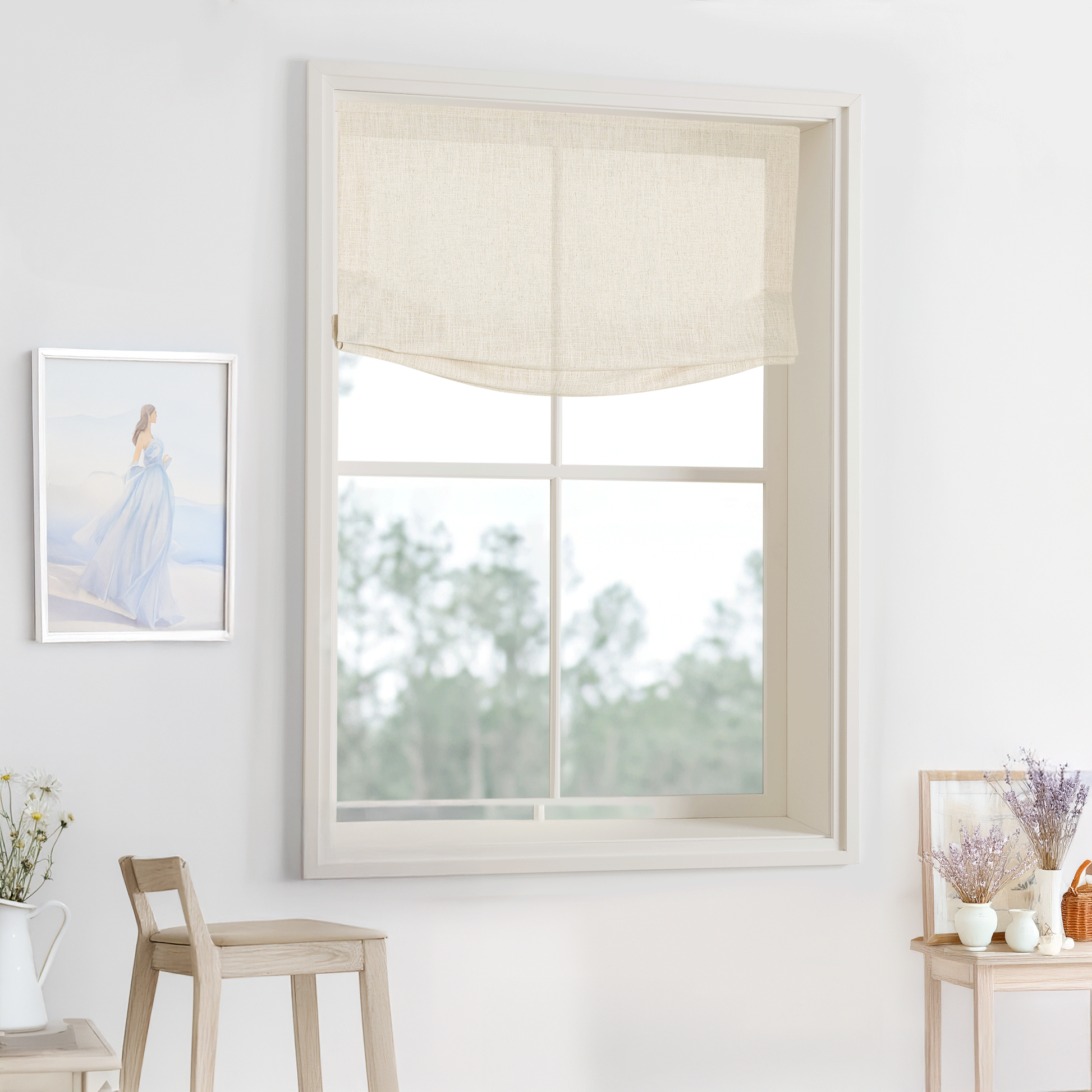 Lily Linen Roman Shades & Blinds | Relaxed-Neutral Decor