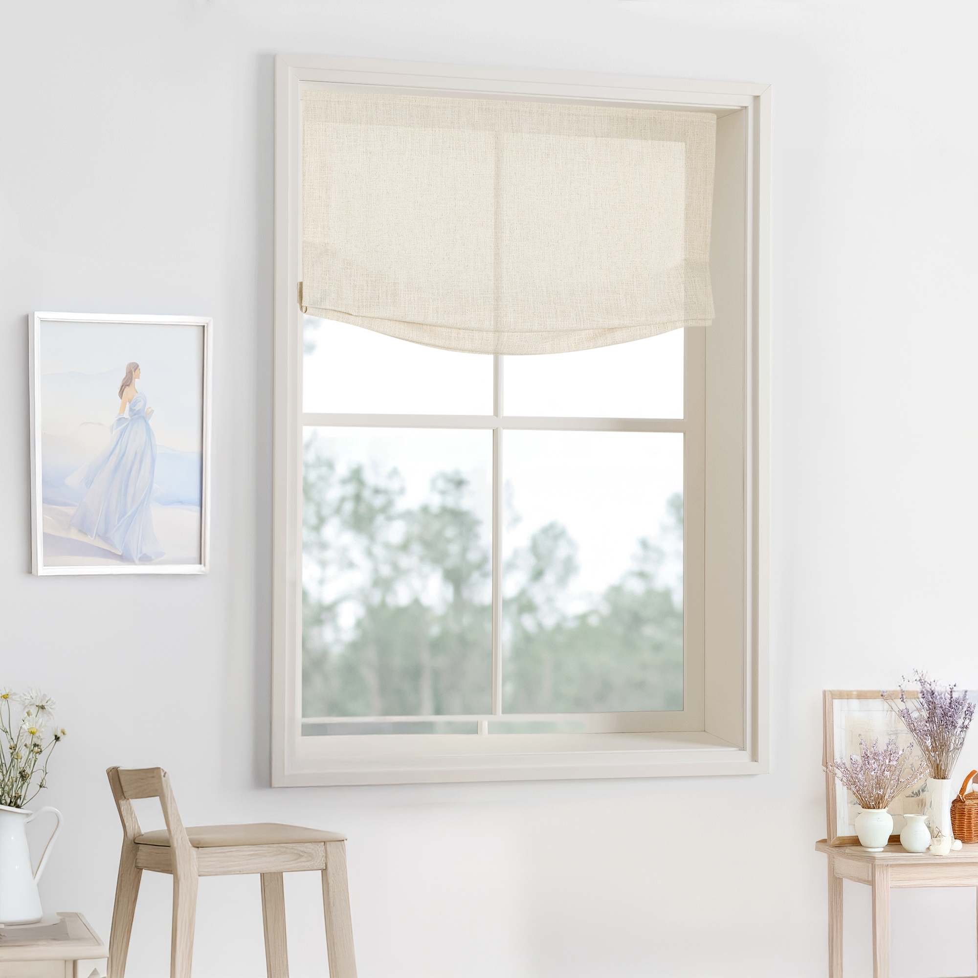Lily Linen Roman Shades & Blinds | Relaxed-Neutral Decor