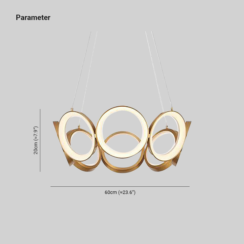 Arisha Luxury Ring Metal Pendant Light, Gold - Neutral Decor