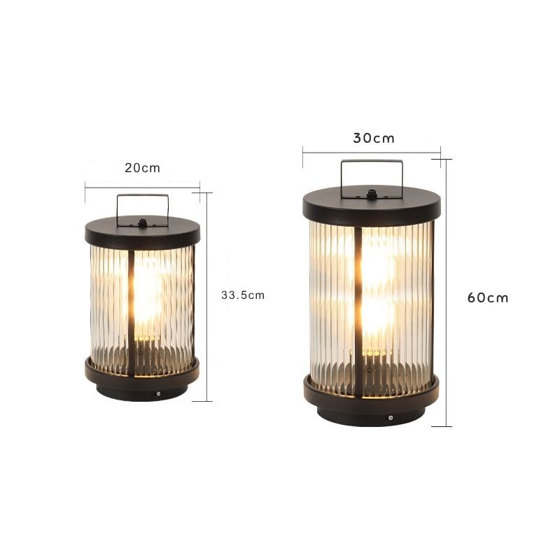 Melissa Striped Cylindrical Portable Glass Outdoor Lanterns
