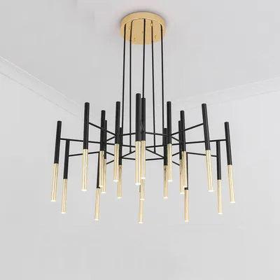Arixon Chandelier Modern Rods Black Gold-Neutral Decor