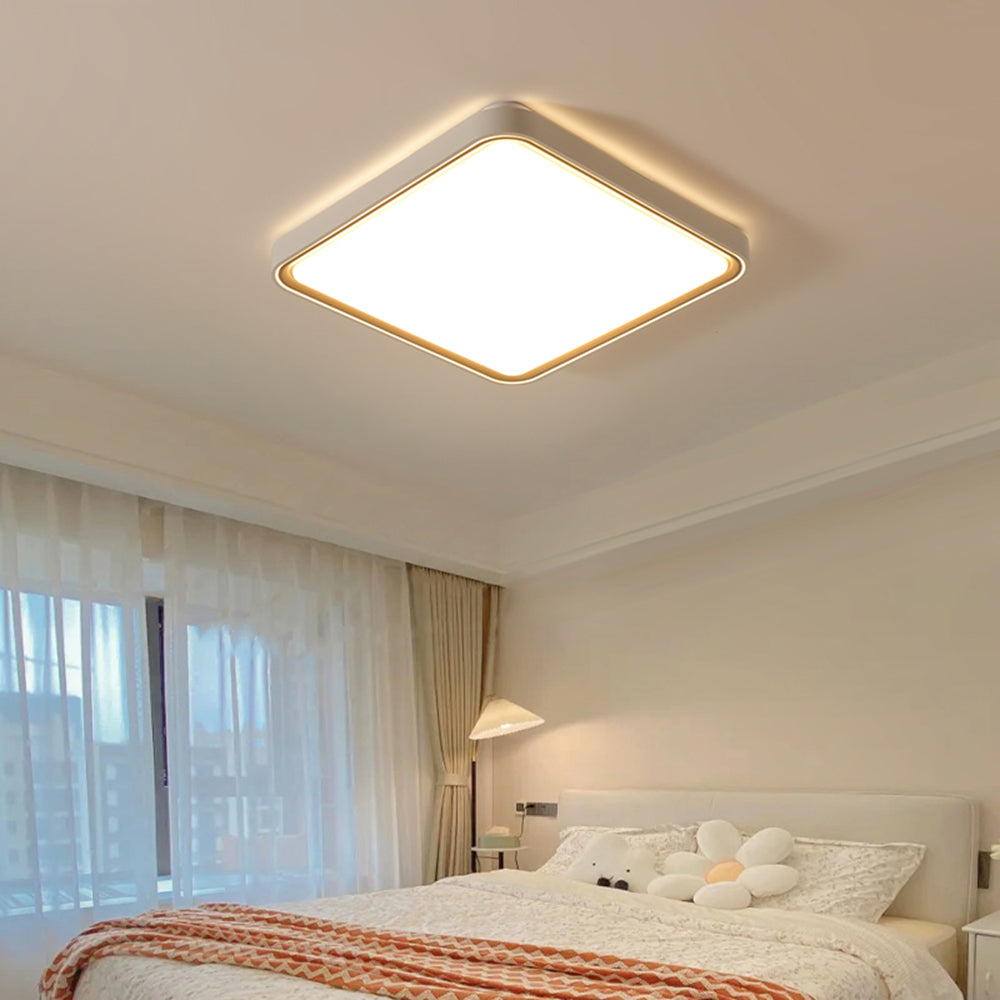 Arisha Minimalist Round/Square Metal/Acrylic Flush Mount Ceiling Light, Gold - Neutral Decor