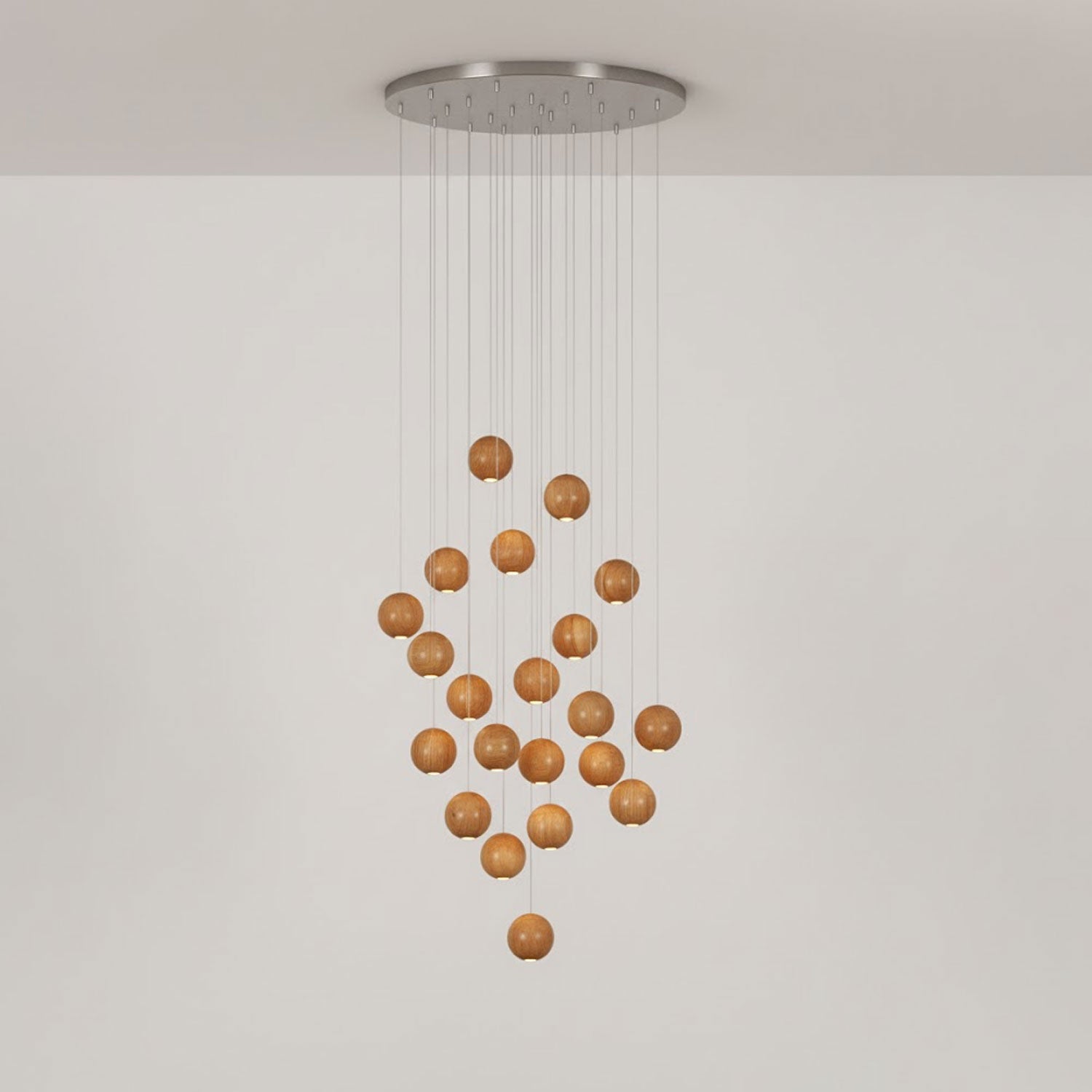Wooden Orb Sphere Cluster Pendant Light-Neutral Decor