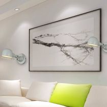 Epoch Wall Lamp Dome Modern, Metal Arm Adjustable, Black/White, Bedroom - Neutral Decor