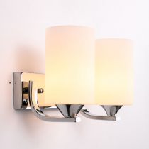 Tiffany Minimalism Cylindrical Metal Glass Art Vanity Wall Lamp, Black/Chrome - Neutral Decor