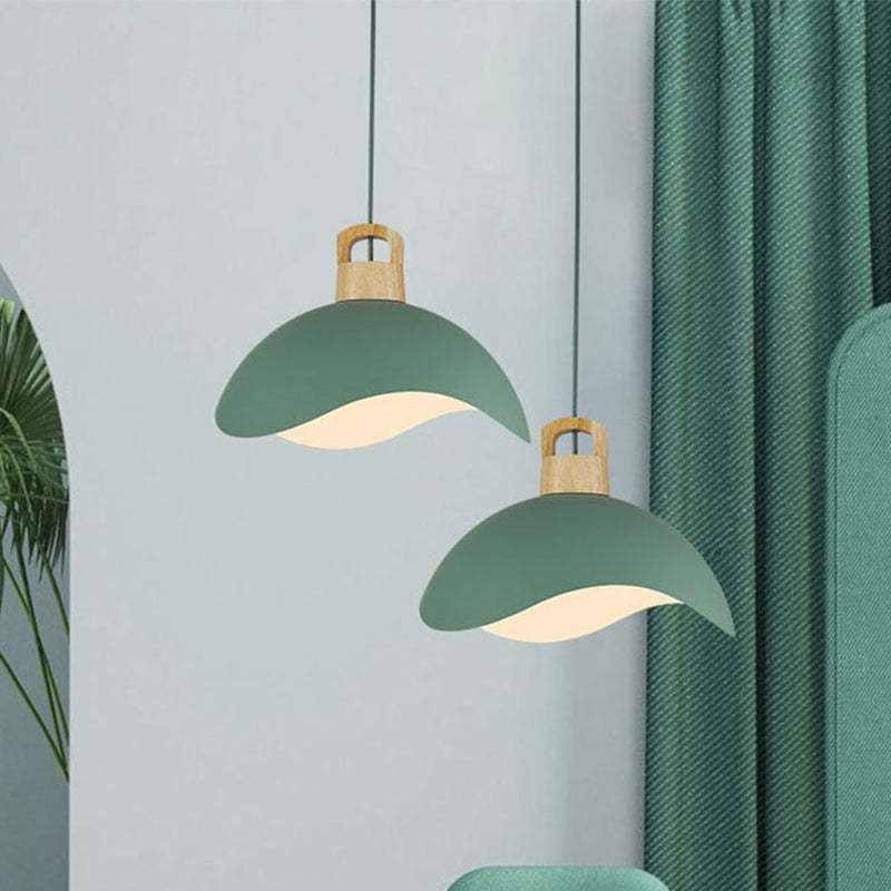 Valentina Colorful Shade Single Pendant Lights, Wood & Metal - Neutral Decor
