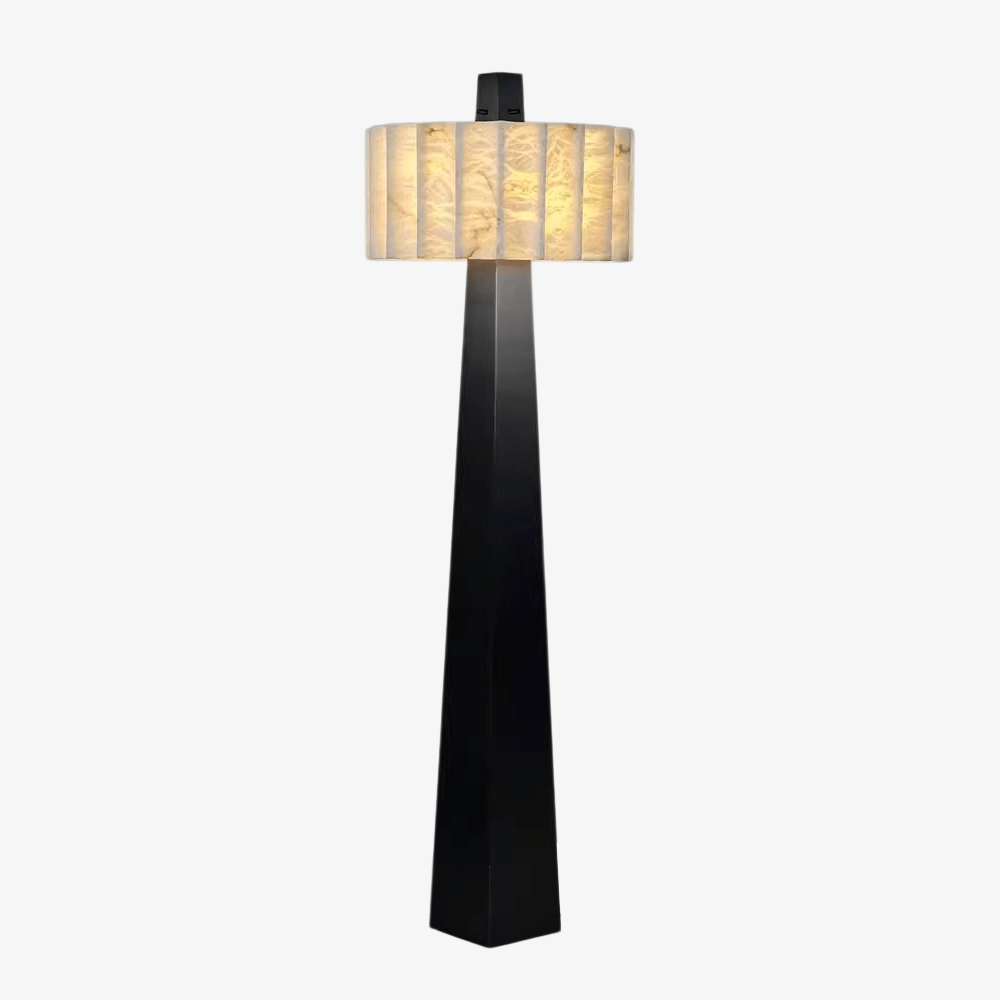 Wolve Alabaster Obelisk Floor Lamp-Neutral Decor