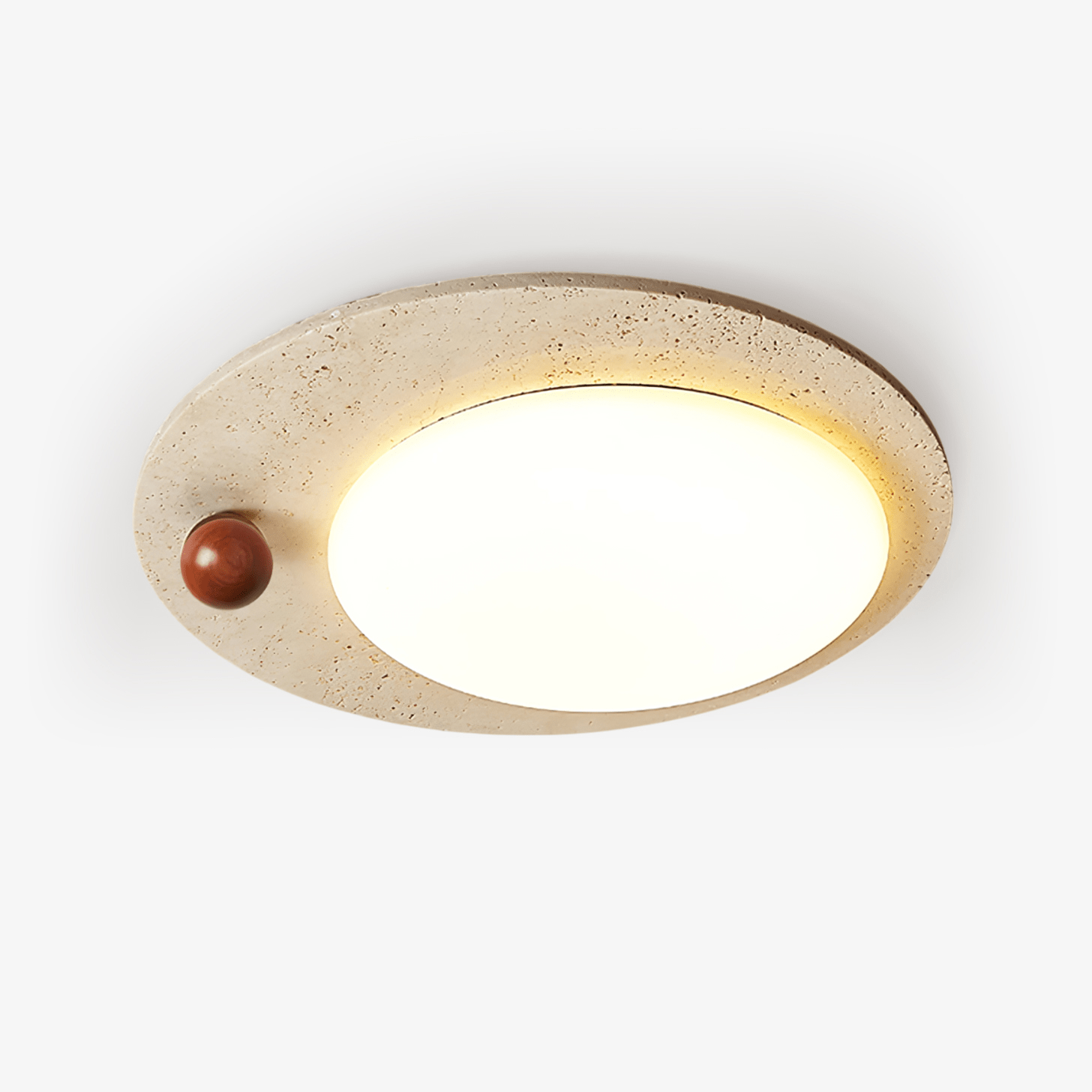 Circular Travertine Ceiling Light-Neutral Decor