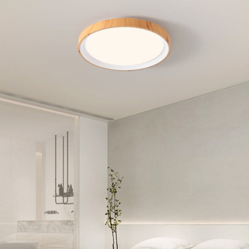 Arisha Modern LED Flush Mount Ceiling Light White Wood Kitchen - Neutral Decor
