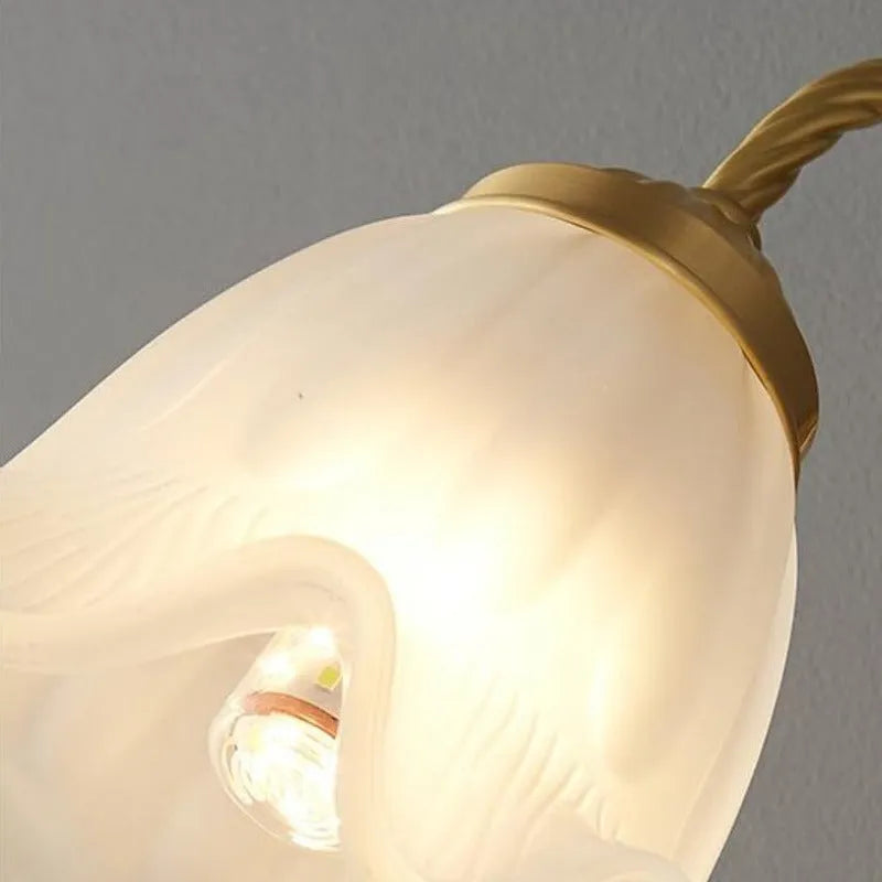 Arisha Retro LED Indoor Wall Lamp Gold Glass Flower-shaped Design Bedroom - Neutral Decor