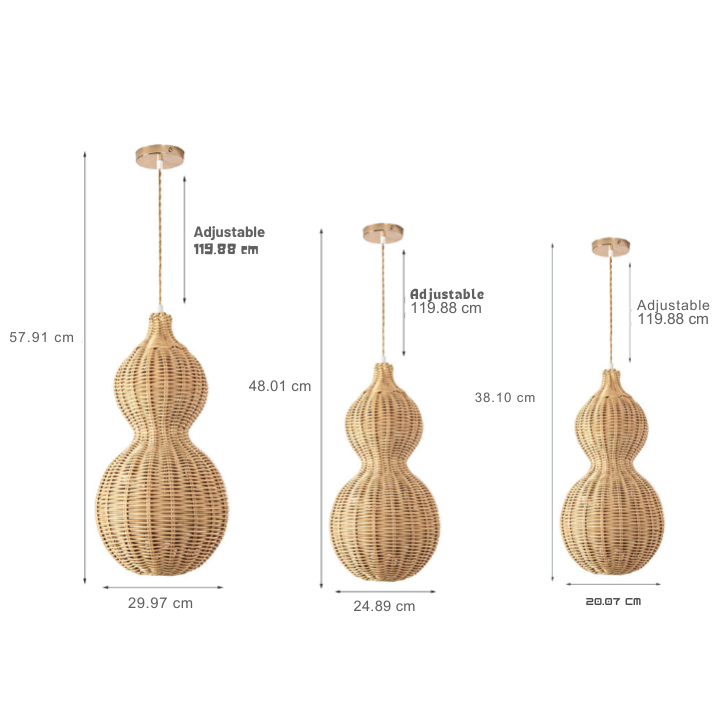 Bata Woven Gourd Rattan Outdoor Pendant Light