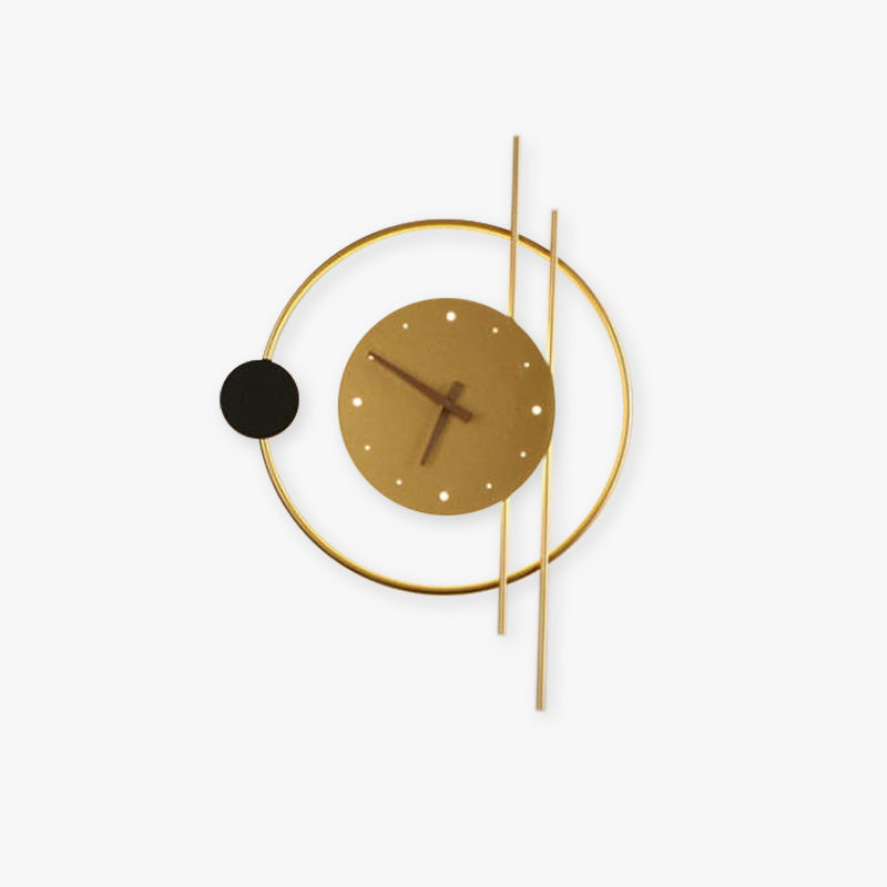 Arisha Wall Lamp Clock, Black & Gold - Neutral Decor