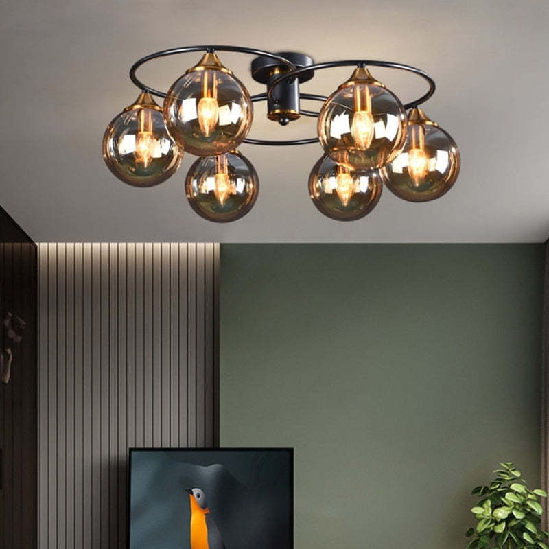 Valentina Nordic Bubble Glass Ceiling Light, Gray/Amber - Neutral Decor