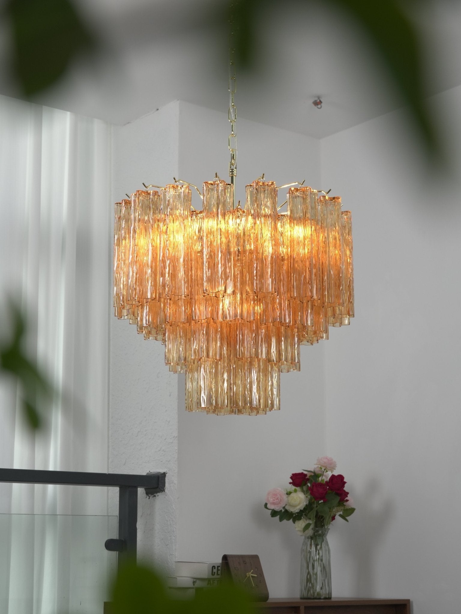 Bexy Glass Cascade Chandelier-Neutral Decor