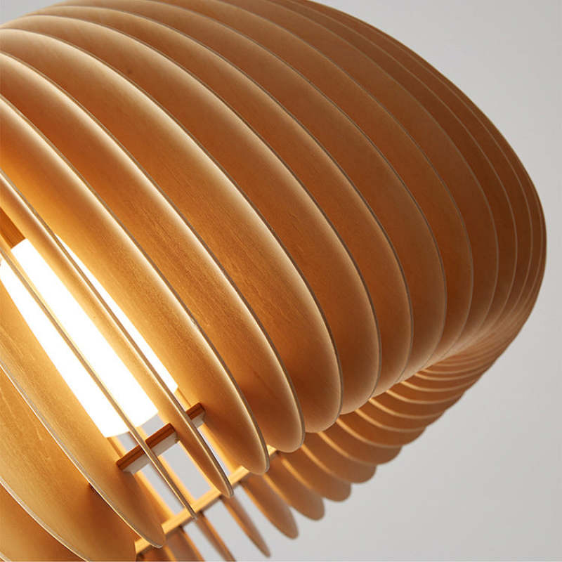 Muto Pumpkin Pendant Light, Wood - Neutral Decor