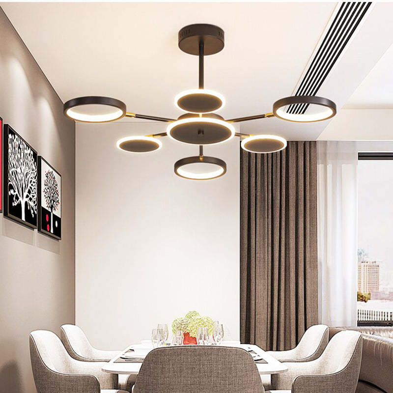 Arisha Modern Led Chandelier, Geometric, Black Dimmable - Neutral Decor