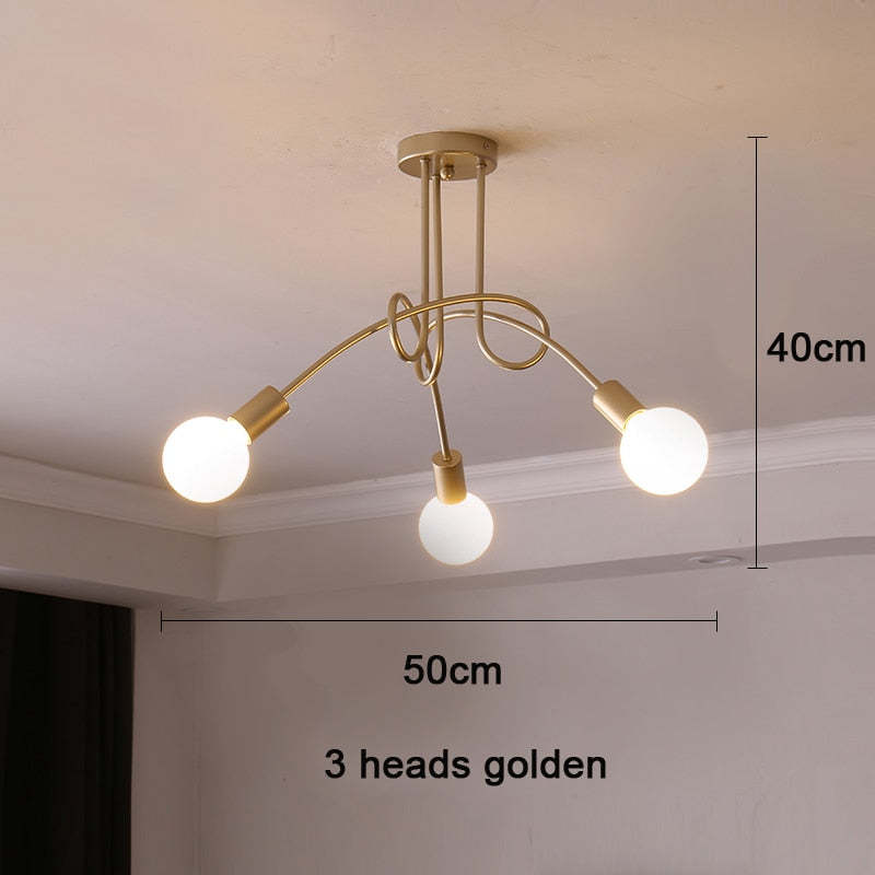 Arisha Modern Linear Curve Metal Ceiling Light, Dining Room/Living Room - Neutral Decor