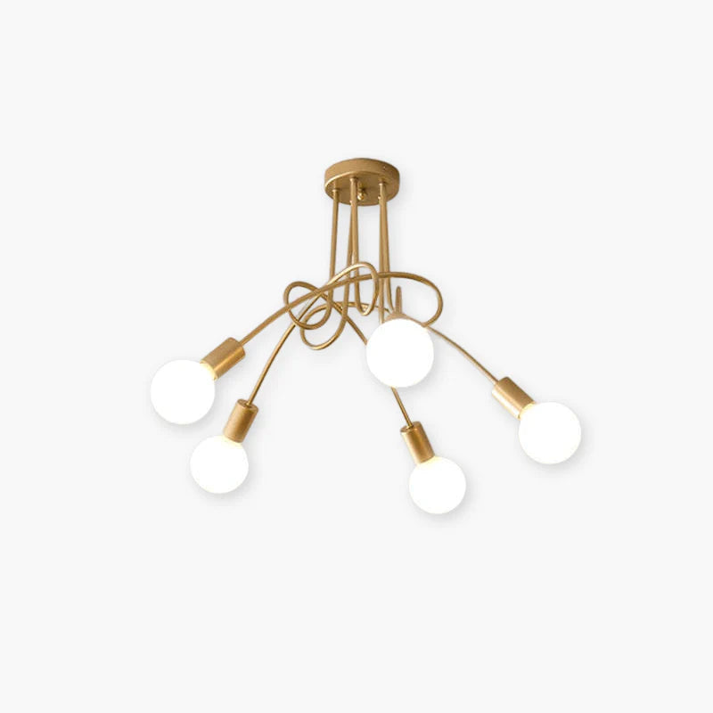 Arisha Modern Linear Curve Metal Ceiling Light, Dining Room/Living Room - Neutral Decor