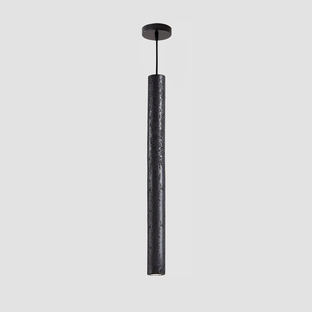 Fosb Slim Black Travertine Tube Pendant Light-Neutral Decor