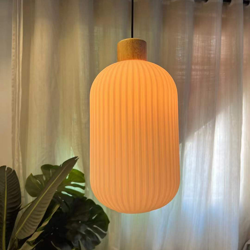 Muto Modern Wood/Glass Pendant Light, White - Neutral Decor