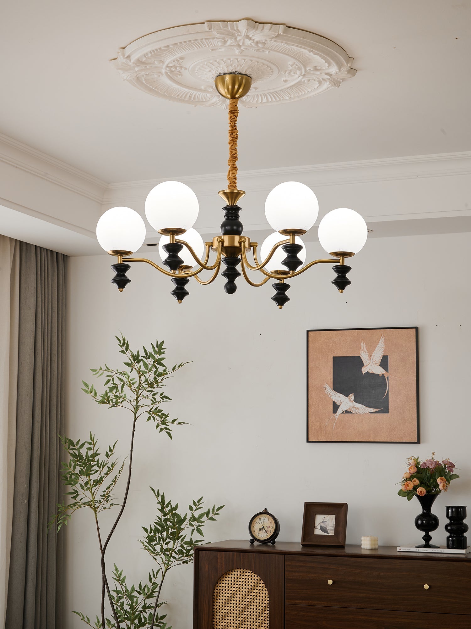 Ordore Traditional Elegance Vintage Wood Chandelier-Neutral Decor