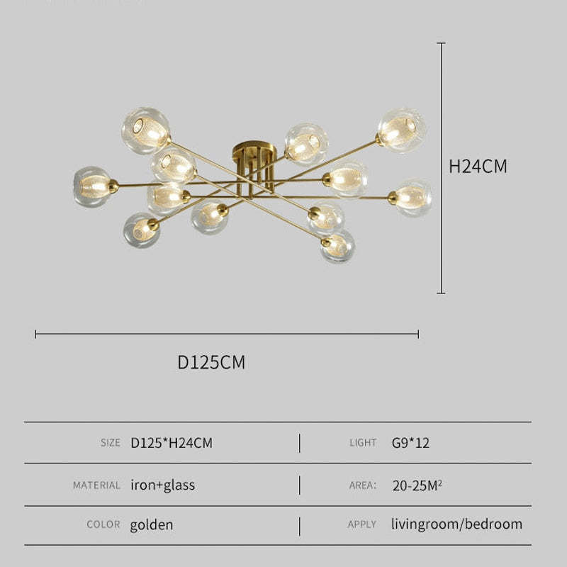 Valentina Industrial Glass Globe Chandelier LED, 6 Style - Neutral Decor