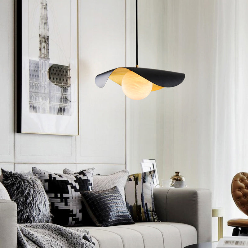 Arisha Modern Nordic Minimalist Metal/Marble Pendant Light, Black - Neutral Decor
