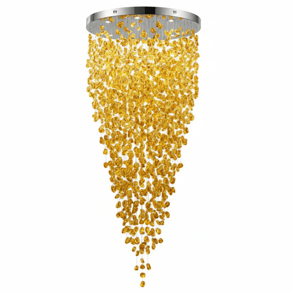 Crystal Stone Chandelier-Neutral Decor