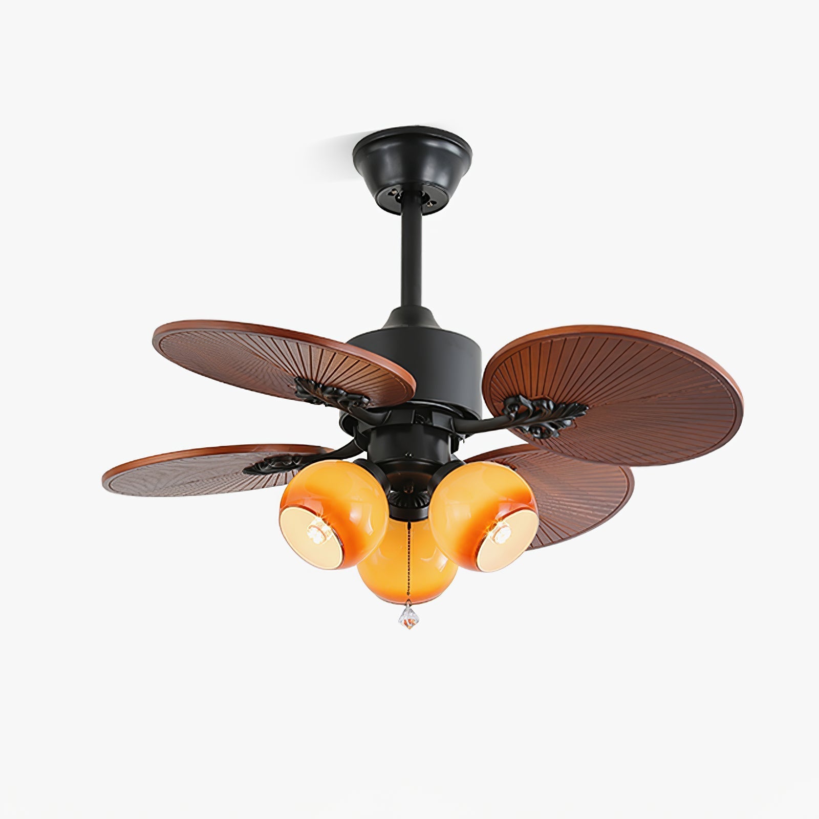 Solara Tropical Glass Ceiling Fan Light-Neutral Decor