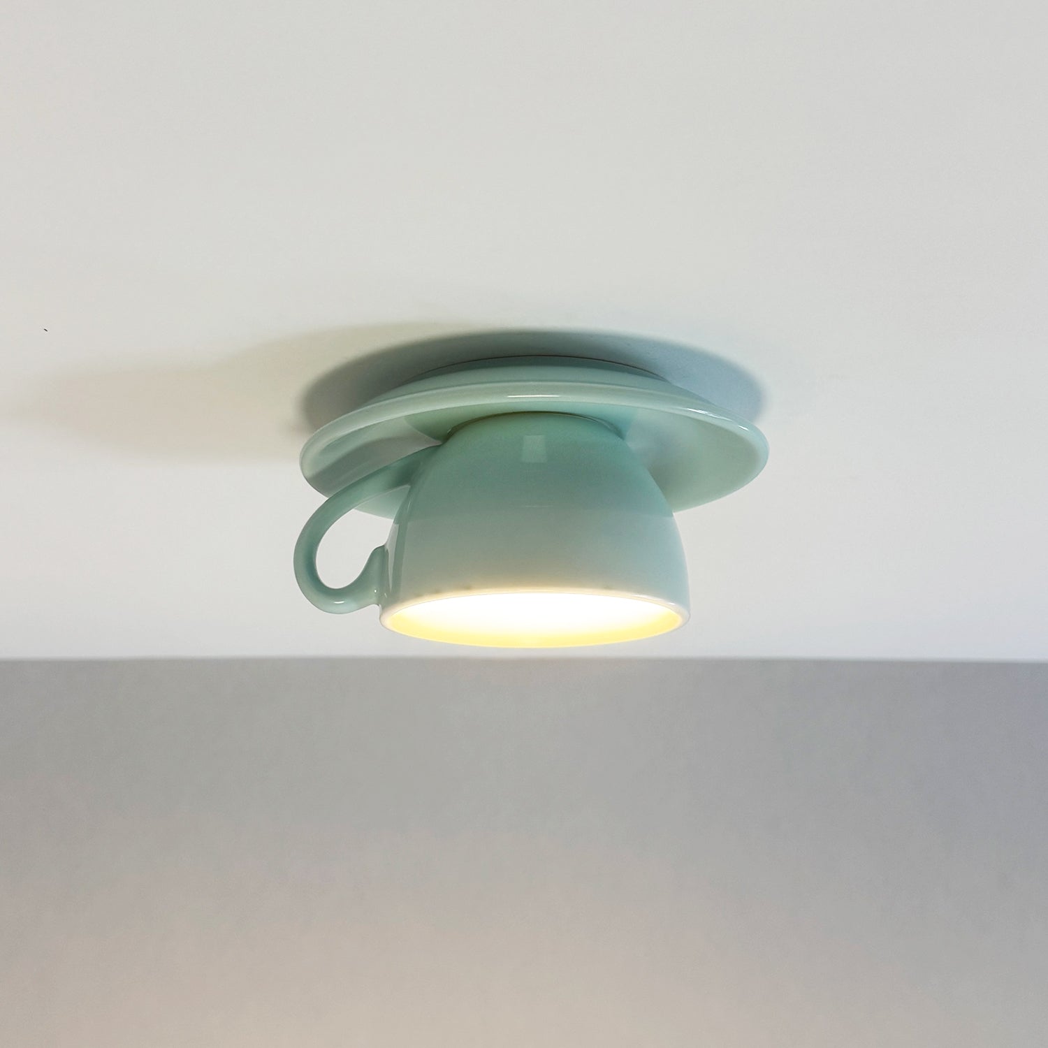 Aria Modern Coffee Cups Ceramic Flush Ceiling Lighting - Neutral Decor