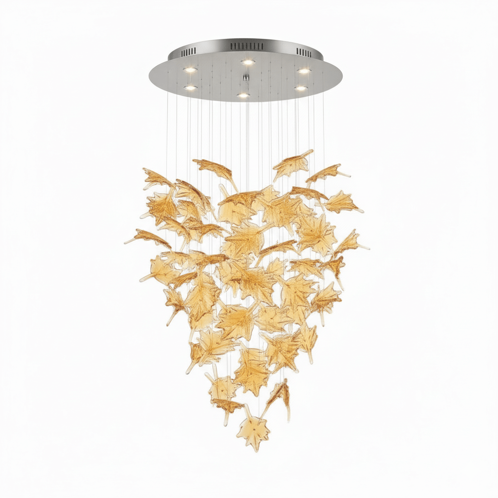 Multicolor Crystal Maple Leaf Chandelier-Neutral Decor