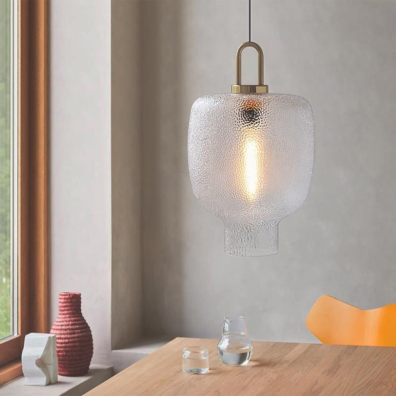 Valentina Minimalist Blown Frosted Clear Glass Pendant Light - Neutral Decor