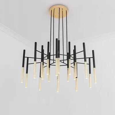 Arixon Chandelier Modern Rods Black Gold-Neutral Decor