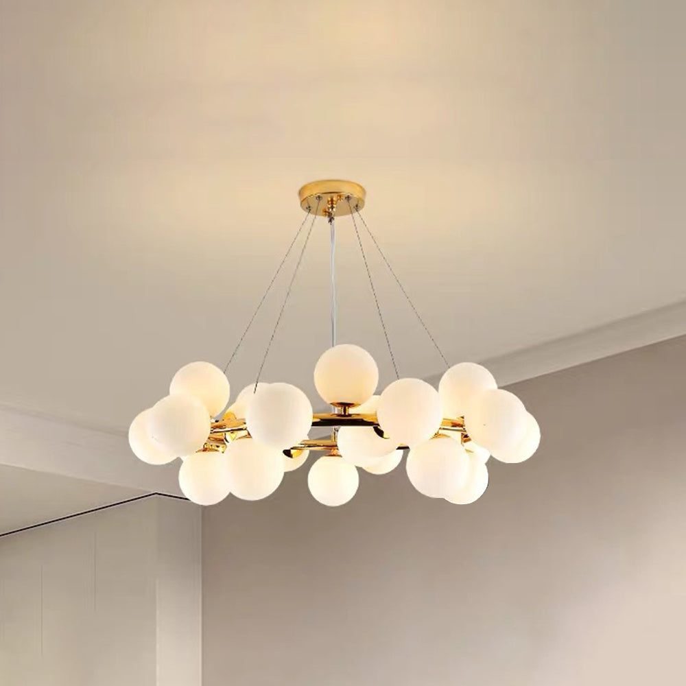 Valentina Bass Glass Bubble Golden Chandelier - Neutral Decor