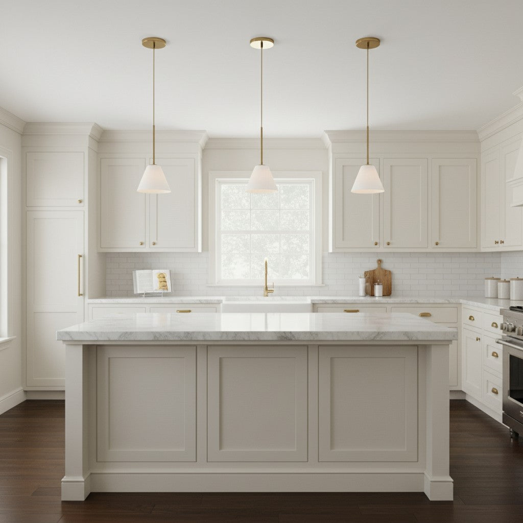 Cone Milk Clear Glass Cone Pendant Light for Kitchen-Neutral Decor