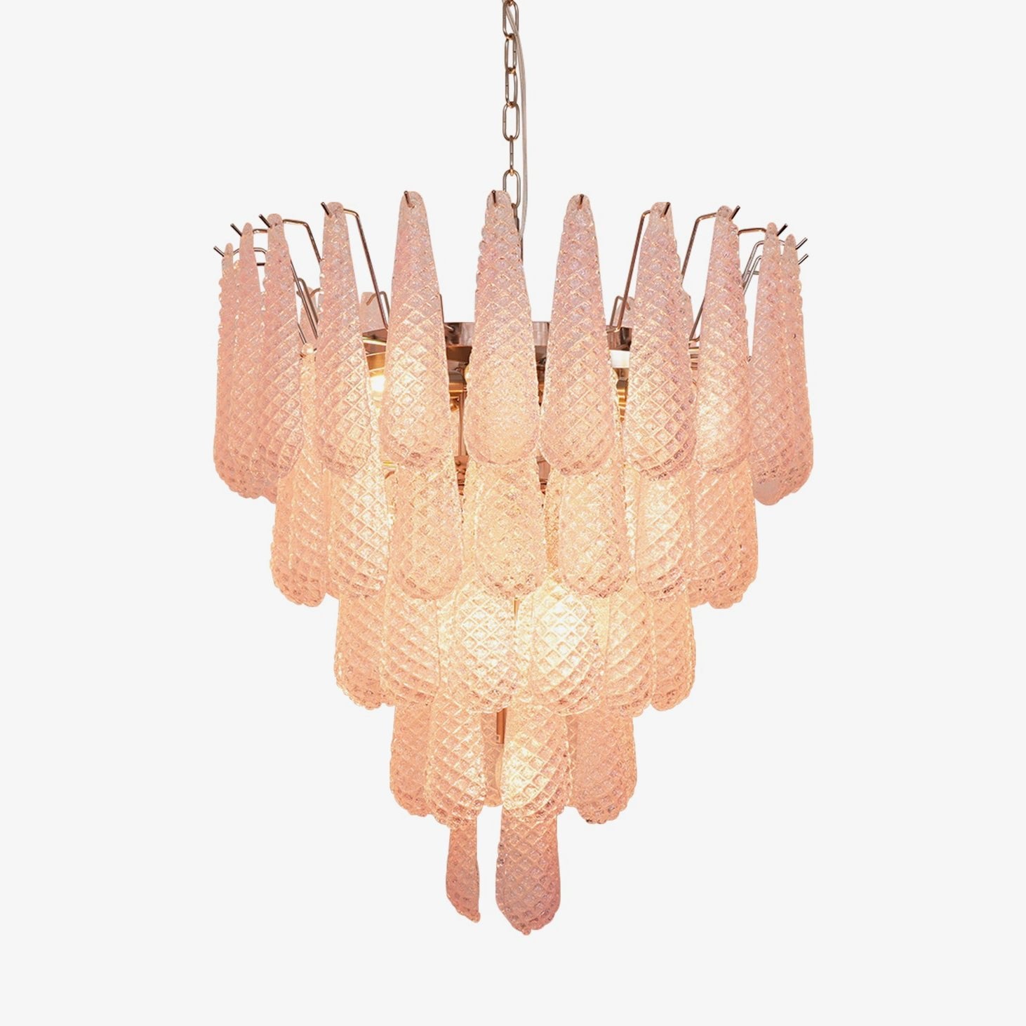 Aurora Chandelier Pink Dewdrop Cascading Romantic-Neutral Decor