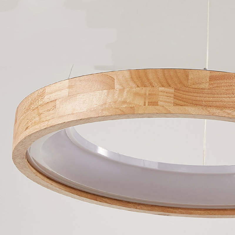 Muto Modern Ring Wood Pendant Light - Neutral Decor